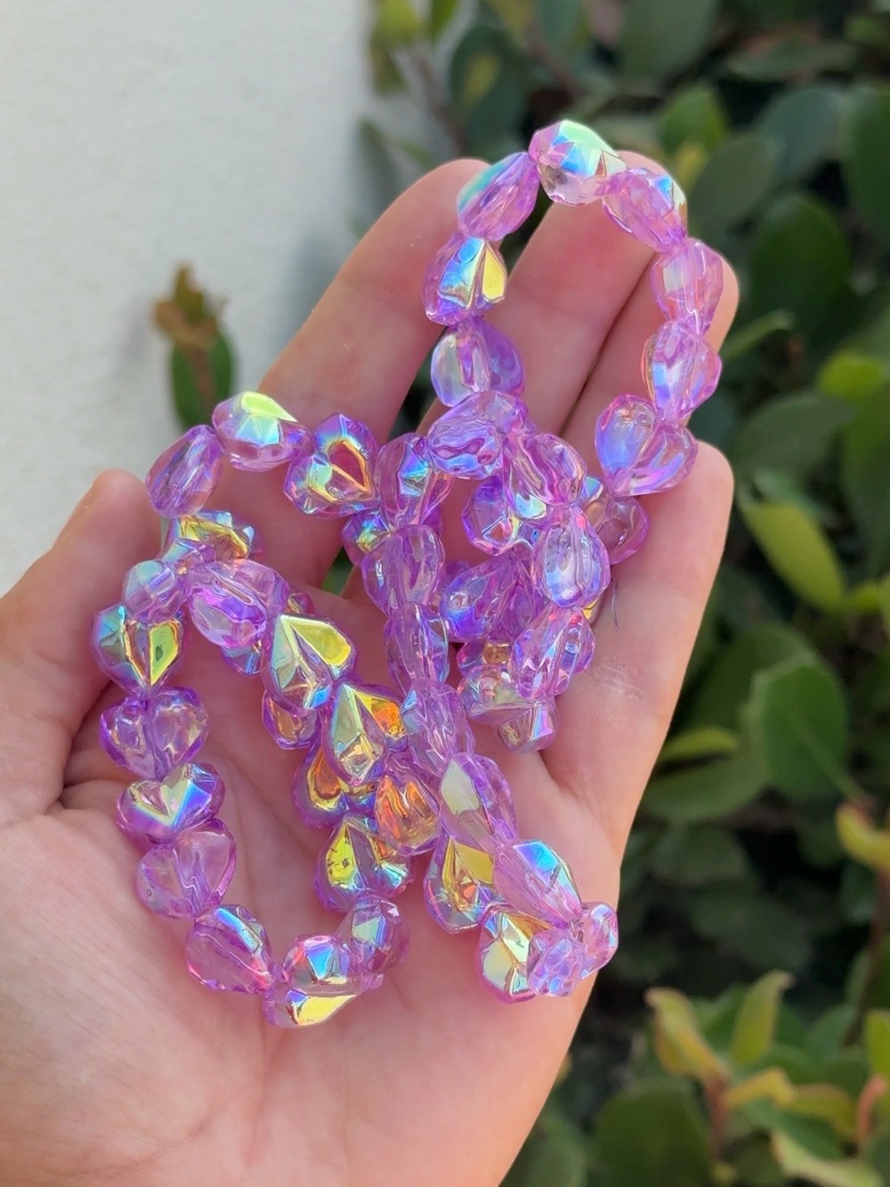 Large Purple Electroplated Transparent Glass Beads AB Plated 15×13x8.5mm